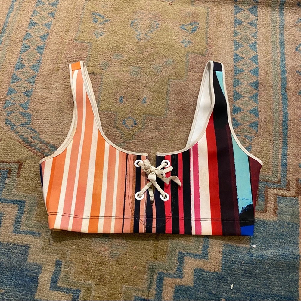 Clover Canyon Striped Eclipse bikini top